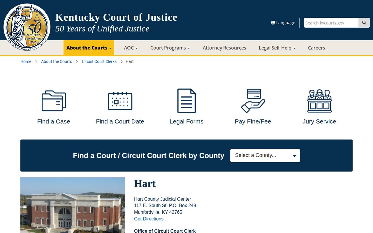 Hart County Judicial Center information and case-search route